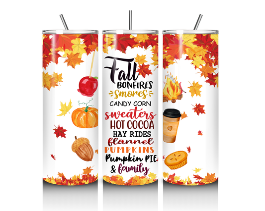 Fall Bonfire Smores 20 Ounce Tumbler