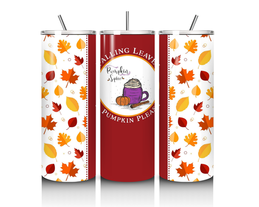 Falling Leaves and Pumpkin Please 20 Ounce Tumbler