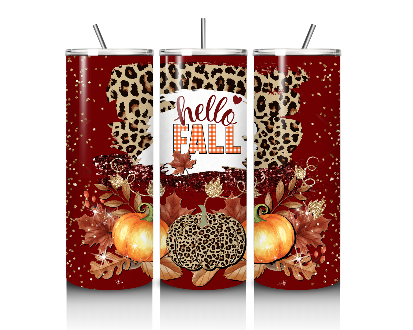 Hello Fall Maroon 20 Ounce Tumbler