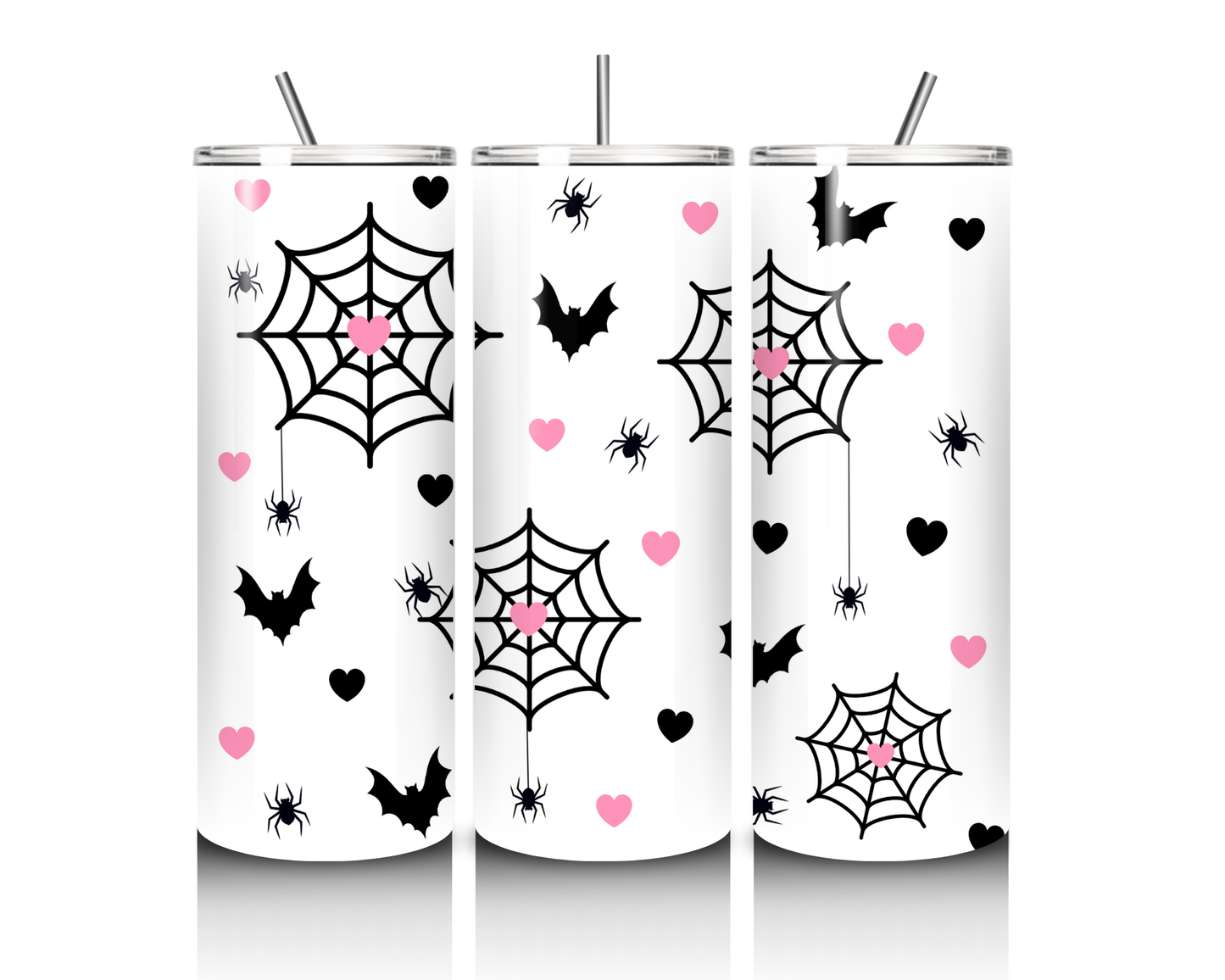 Pink Heart Spider Web 20 Ounce Tumbler