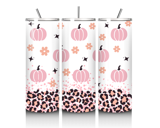 Pink Pumpkin Leopard 20 Ounce Tumbler