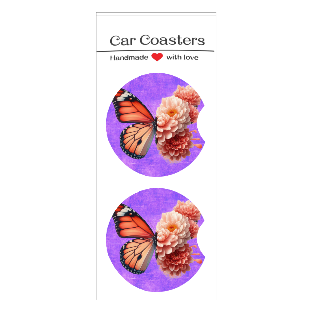 Butterfly Flower Car Coasters