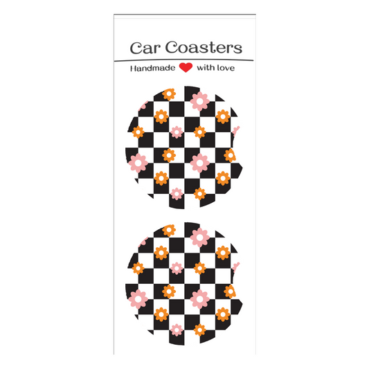 Flower Checker Car Coasters