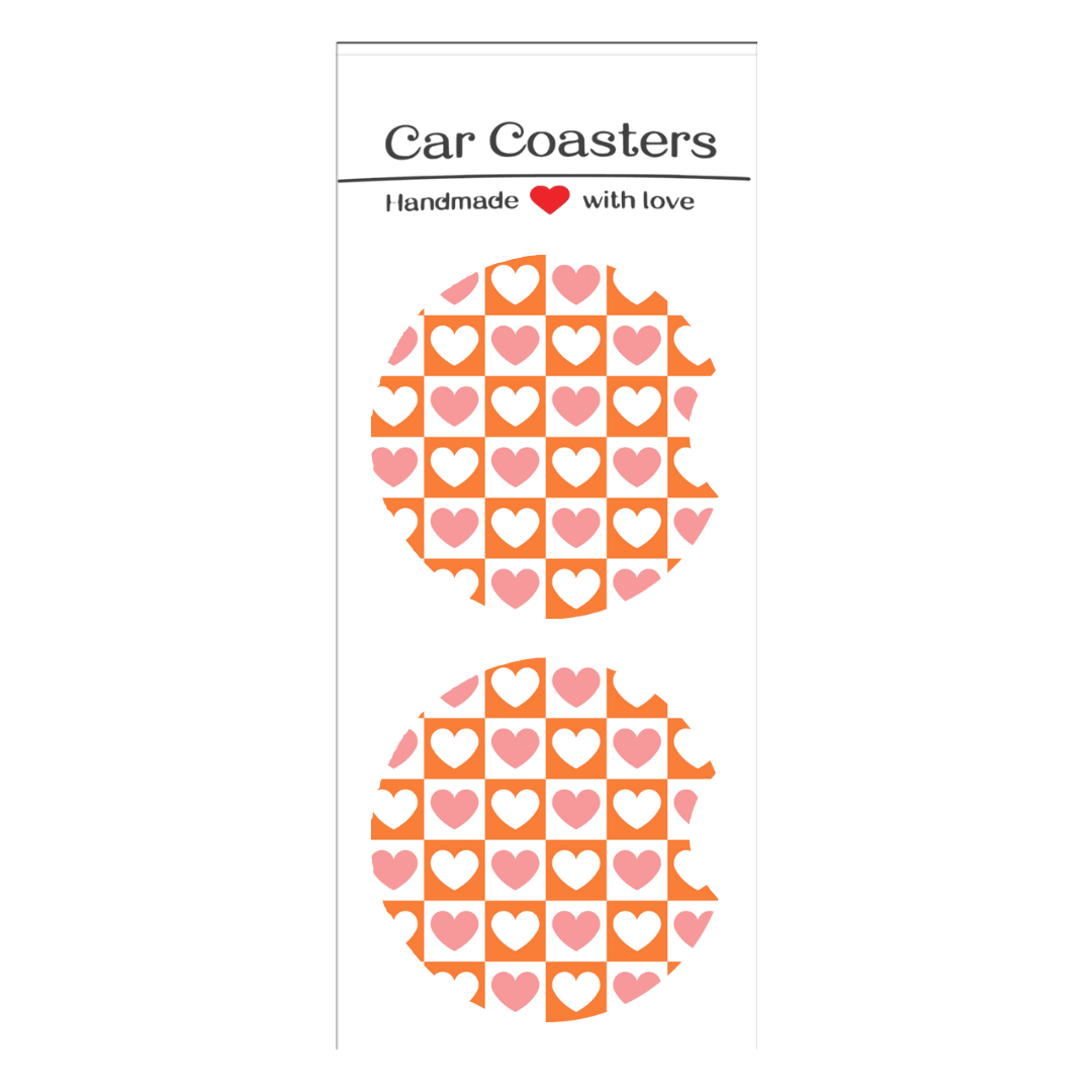 Heart Checkers Car Coasters