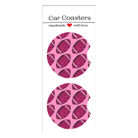 Pink Football Car Coasters