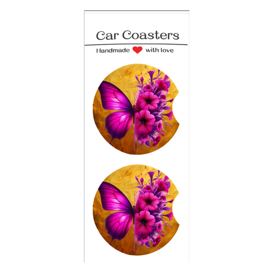 Purple Butterfly Car Coasters